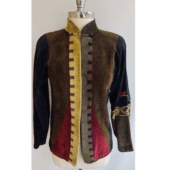 NWT Mina Norton Jacket Blazer Asian Inspired Chenille USA L - Picture 1 of 12